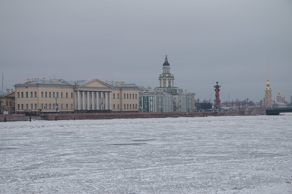 Frozen Neva River in St. Petersburg