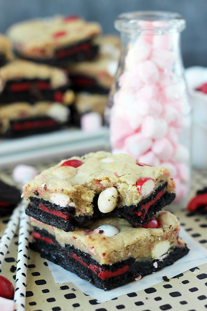 Double Peppermint Brookies with Marshmallows and MnMs