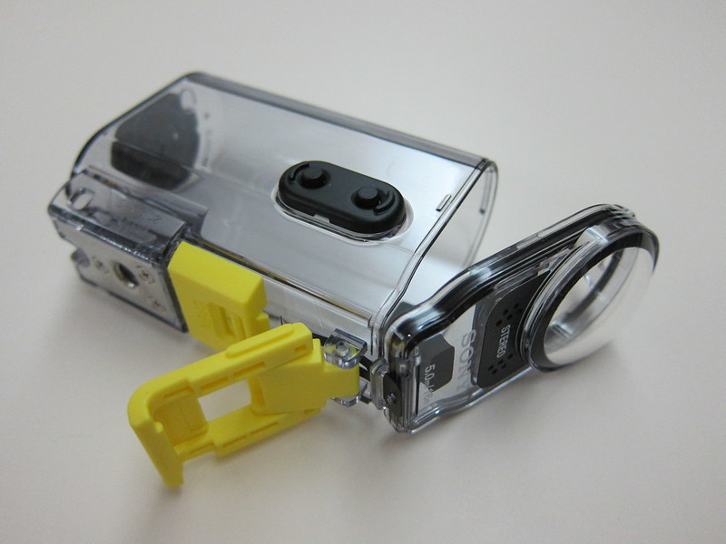 Sony HDRAS20/B Action Video Camera - SPK-AS2 Waterproof Case Open