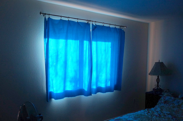 temporary blue curtain