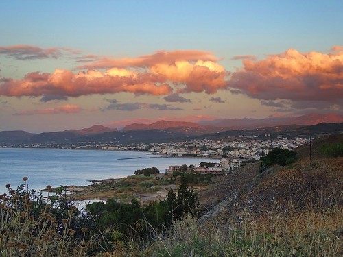 sunset sea summer plants mountains nature water clouds landscape town mediterranean view hiking kreta hills greece crete kriti kissamos kastelli