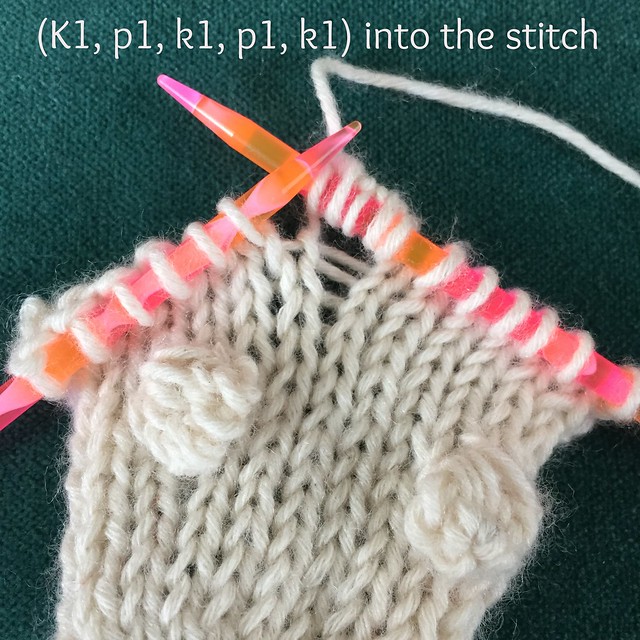 Backwards knitting to make a bobble