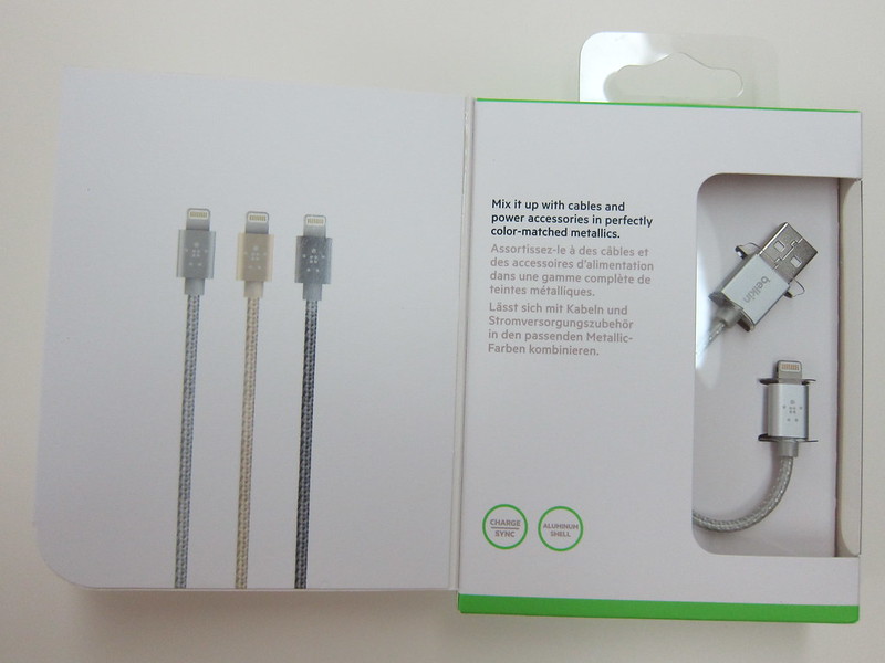 Belkin MIXIT Metallic Lightning to USB ChargeSync Cable (6 Inch) - Silver Box Open