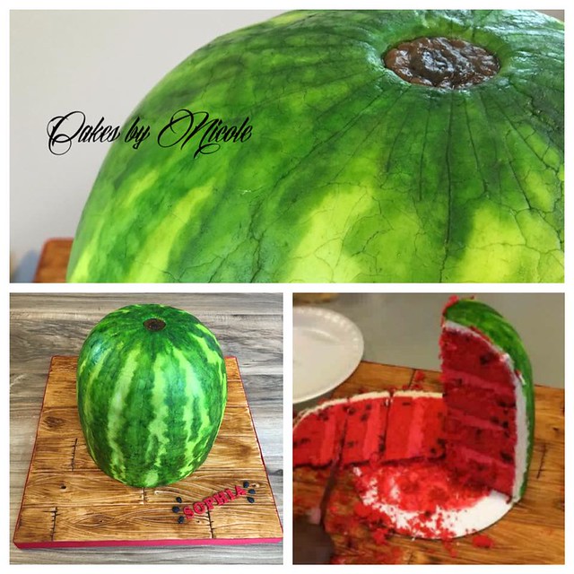 Realistic Watermelon Cake on a Cutting Board by Nicole Peterson