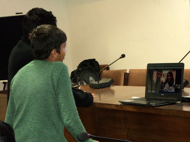 Pakistani youth activists interact with students from Bangalore through video conferencing