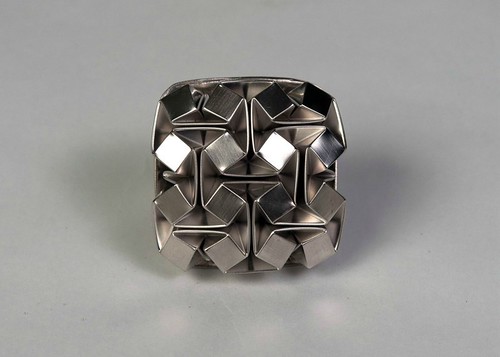 Rhodium Coated Folded Brass Ring by Ilan Garibi