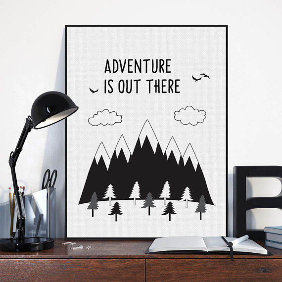 Freeshipping Nordic Black White Motivational Typography Adventure Quotes Art Print Poster Wall Art Boy Room Canvas Painting Home Decor by PicSaying