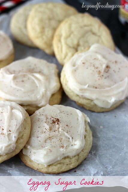 Soft sugar cookies with eggnog frosting.