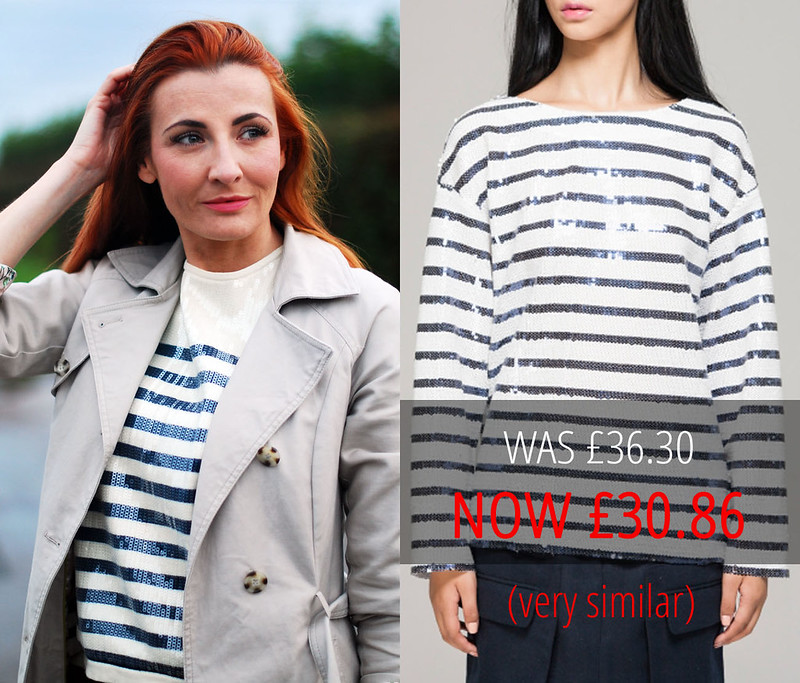 Sale: Navy/White Striped Top in Sequin (Front Row Shop)