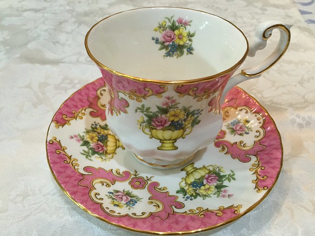 Pink cup and saucer from England, Josie Catuncan