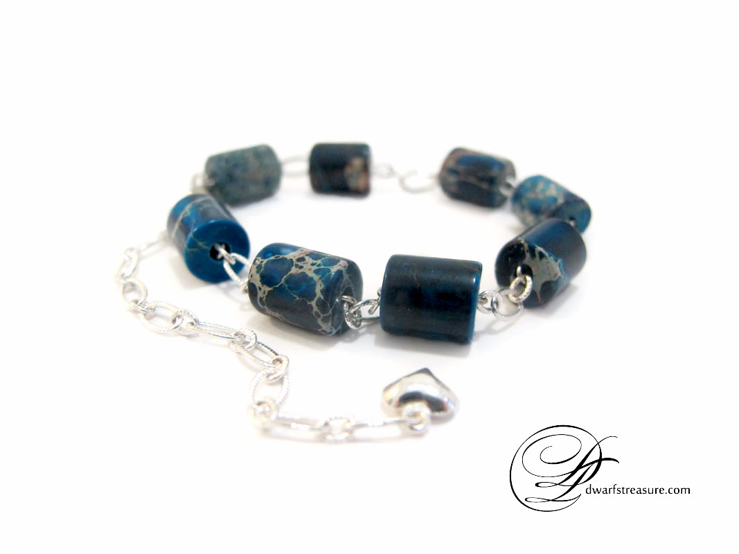 Unique custom made chain bracelet with jasper beads