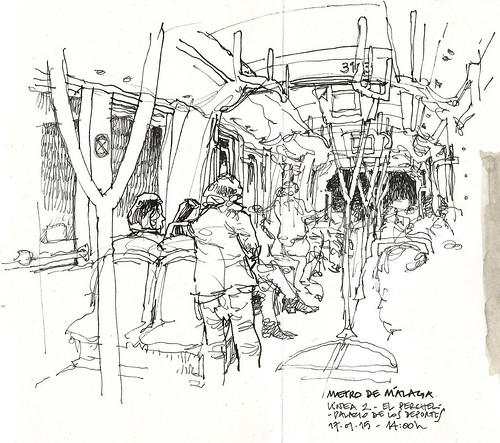 urban underground de sketch metro drawing interior tube sketchbook inside dibujo commuters málaga sketchers metromálaga