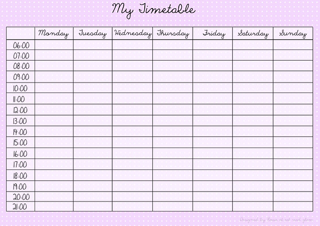 Downloadable timetable in purple 