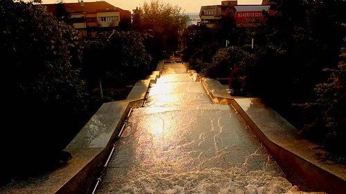park city sunset people water fountain river hill romania olt slatina