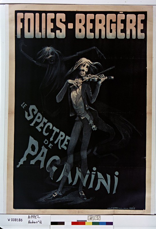 19th cent. french music-hall poster - sinister figure from Paganini