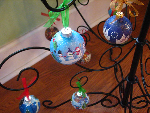 decoupaged ornaments