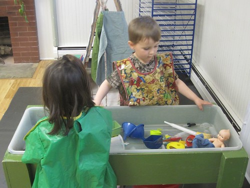 water in the sensory table