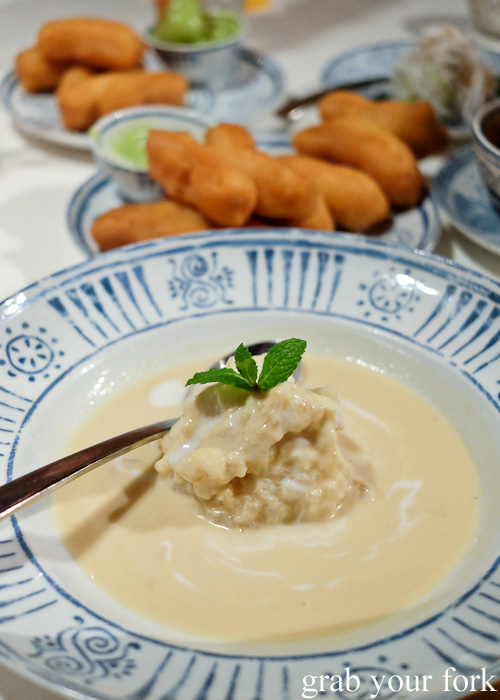 Sticky rice with durian dessert at Chat Thai, Sydney