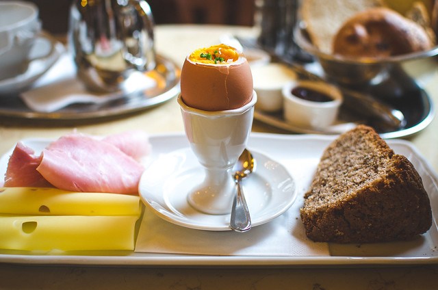 An elegant breakfast at Cafe Savoy in Prague.