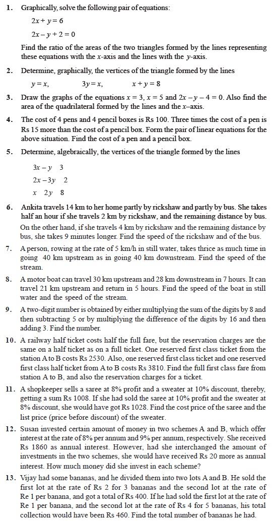 Pair of Linear Equations in Two Variables/