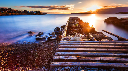 canada sunrise newfoundland dock witlessbay