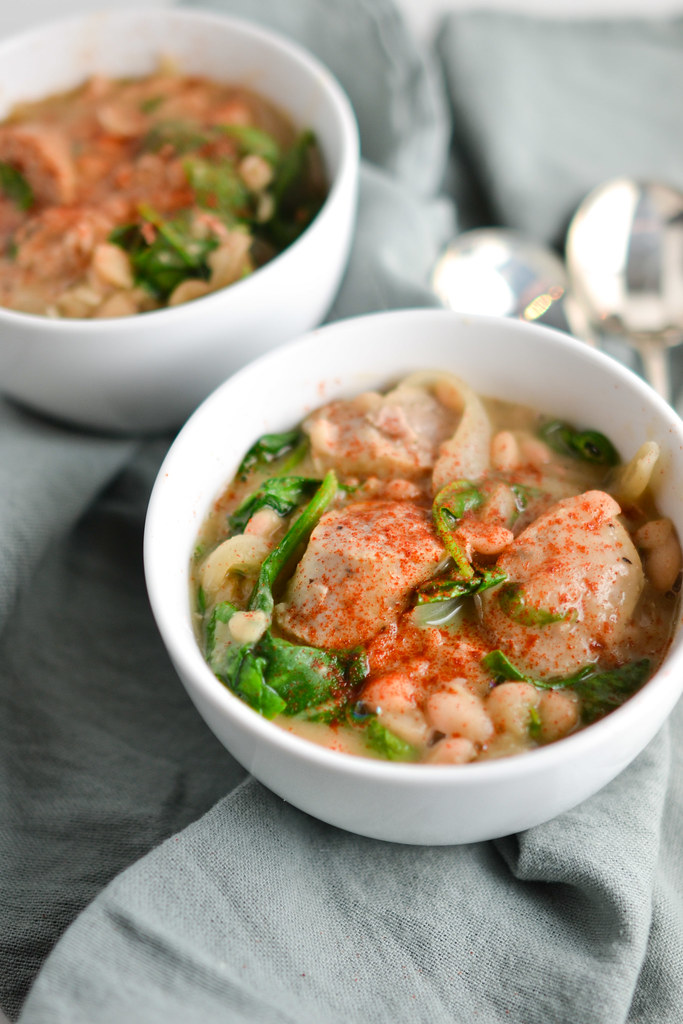 sausage, spinach, and white bean stew | things i made today