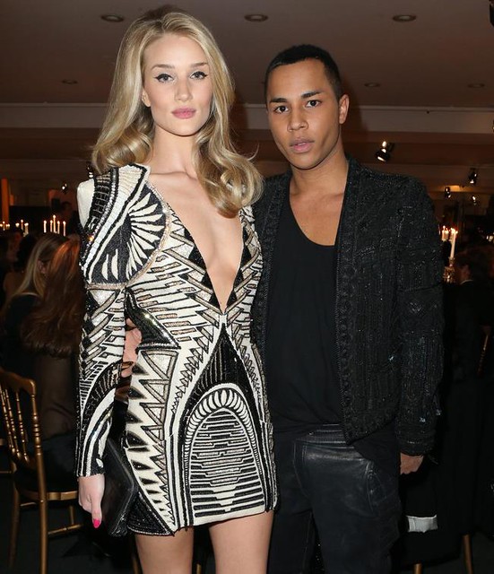Balmain-Creative-Director-<br><br>Olivier-Rousteing-and-Rosie-Huntington-Whiteley-dressed-in-Balmain-SS12