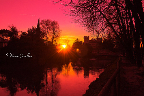 winter sunset italy panorama sun hot colors sunrise river landscape italia view fiume vista venetian sole inverno treviso veneto