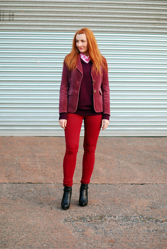 Autumn style: Head to toe red, burgundy and pink