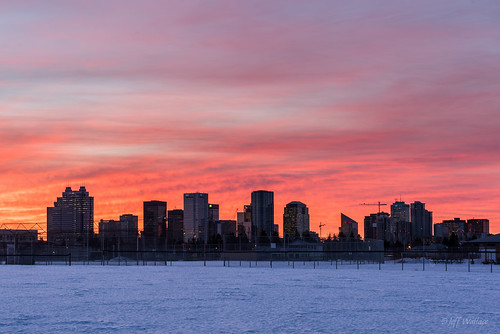 pink winter orange canada silhouette sunrise cityscape edmonton alberta