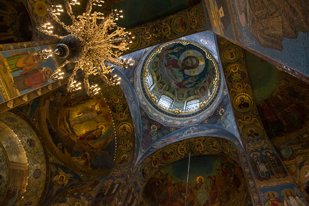 Views inside Mosaic walls inside Church of Our Savior on Spilled Blood
