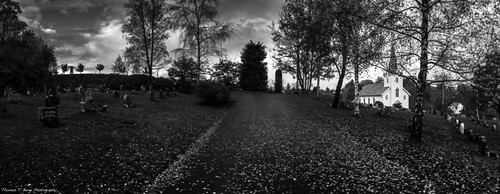 road autumn trees sky bw panorama fall church leaves norway architecture clouds norge scenery europe view path cemetary north perspective panoramic bergen scandinavia hordaland ask askøy visitnorway