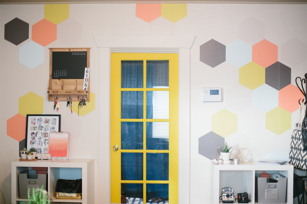 hexagon painted wall design