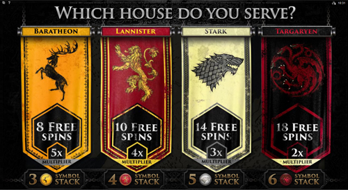 Game of Thrones - 243 Ways Bonus Feature Choice
