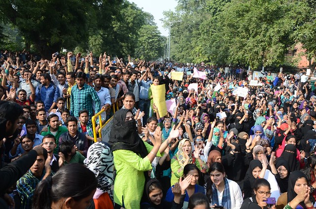 AMU library row: Students protest against ‘negative portrayal’ in media