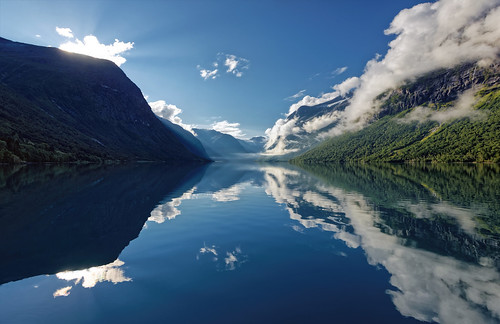travel light sky panorama mountains color reflection nature water weather norway clouds landscape nikon outdoor hiking wideangle adventure fjord lordoftherings bluehour nikkor ultrawide hdr tolkien d800 1635mmf4 greatestphotographers ultimatephotographers