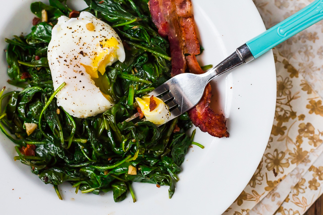 Sauteed Kale and Spinach with Bacon & Balsamic