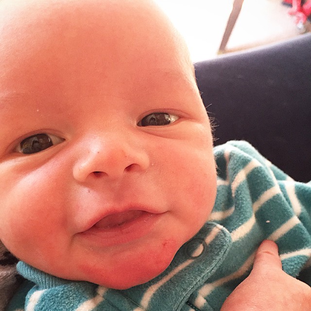 Did I capture a smile? #newborn #meandwee #kidsofinstagram #kidstagram #baby #milestones #smile