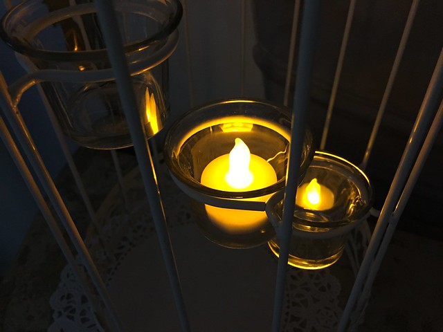 lighted candles,  at home