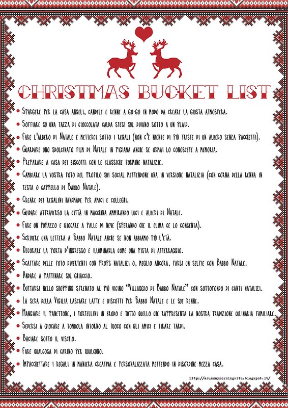 Christmas printable bucket list