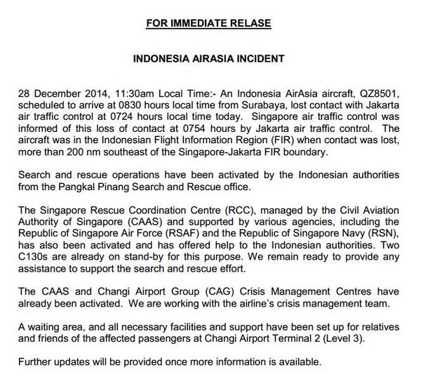 Quick FACTS on the missing AirAsia Flight QZ8501 - Alvinology