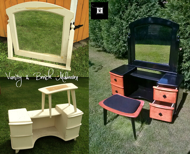 dressing table bench and mirror before after 2