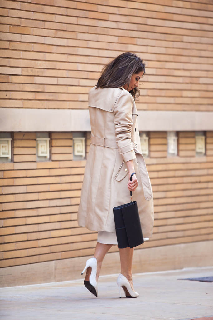 Spring Style | White Dress + Trench - Olivia Jeanette