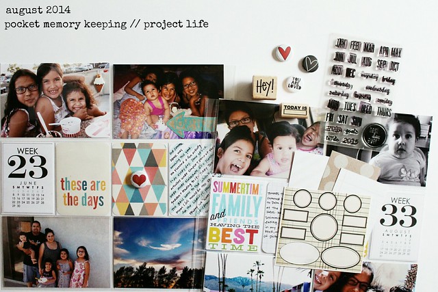 august 2014 (and may 2014!) layouts (pocket memory keeping / project life)