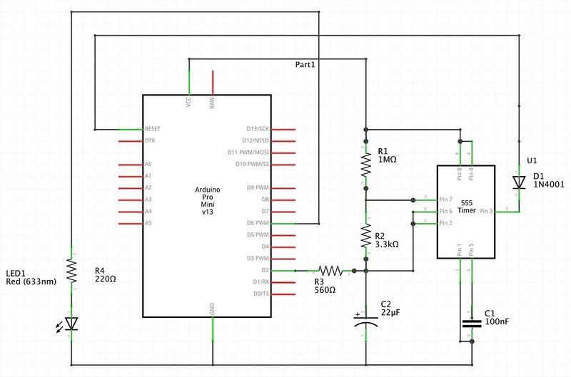 Arduino 555 Watchdog Timer Circuit Diagram