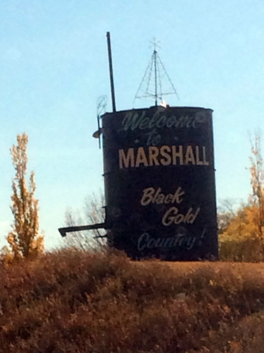 autumn sign town drum landmark marshall oil saskatchewan 2014