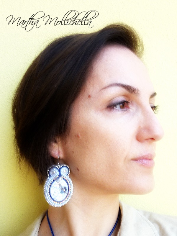 soutache parure earrings and pendant handmade in Italy by Martha Mollichella soutache