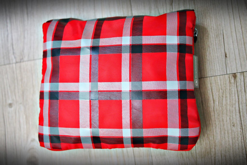 10格紋可摺式旅行袋 紅-474