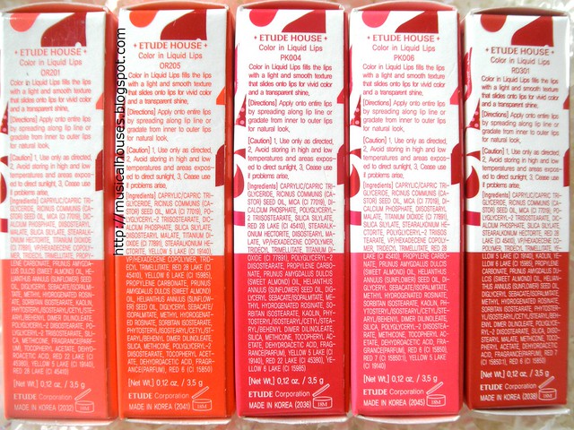 Etude House Color in Liquid Lips Ingredients