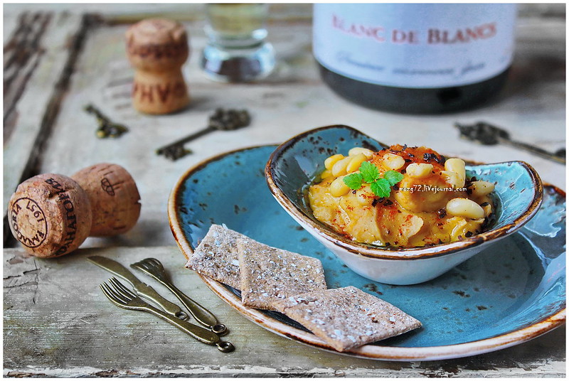 ...Chardonnay Brut & hummus with pine nuts